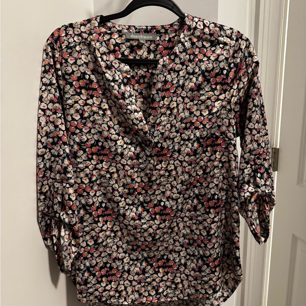 Daniel Rainn Floral Blouse - Black and Pink